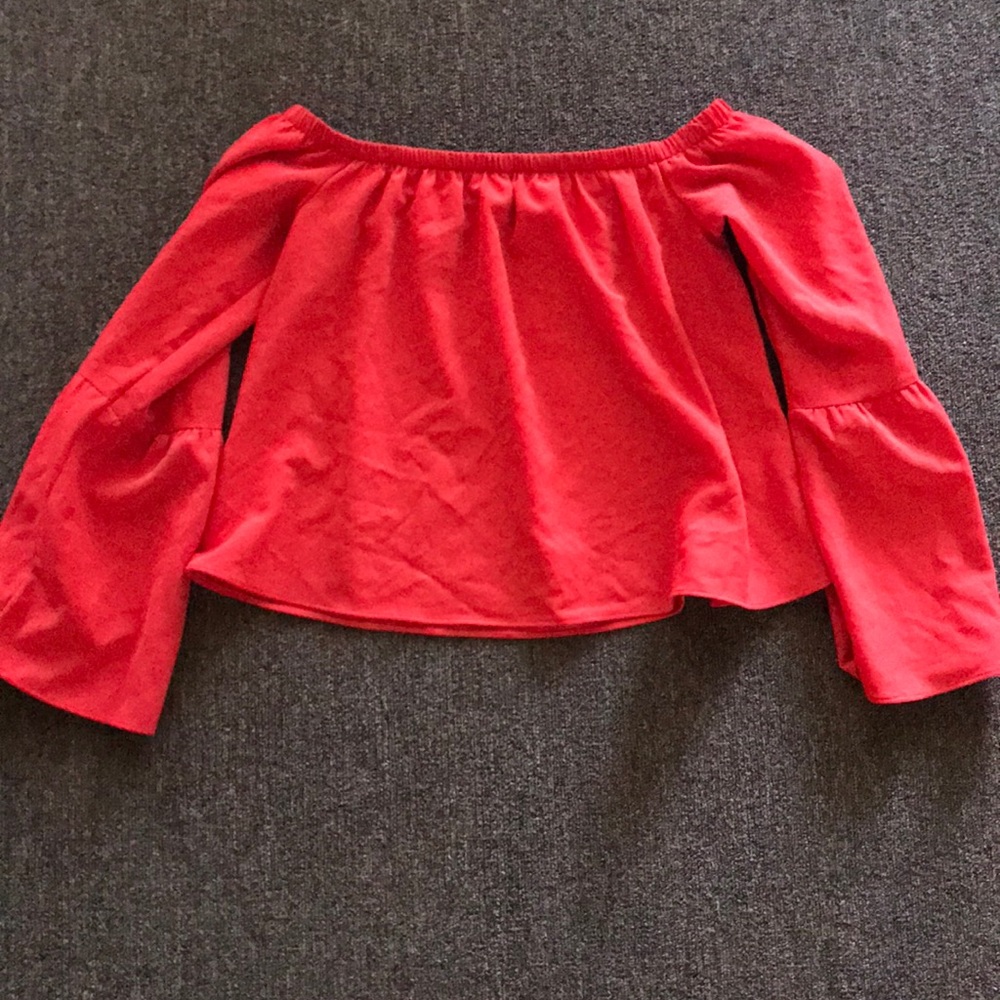 Red off the shoulder blouse